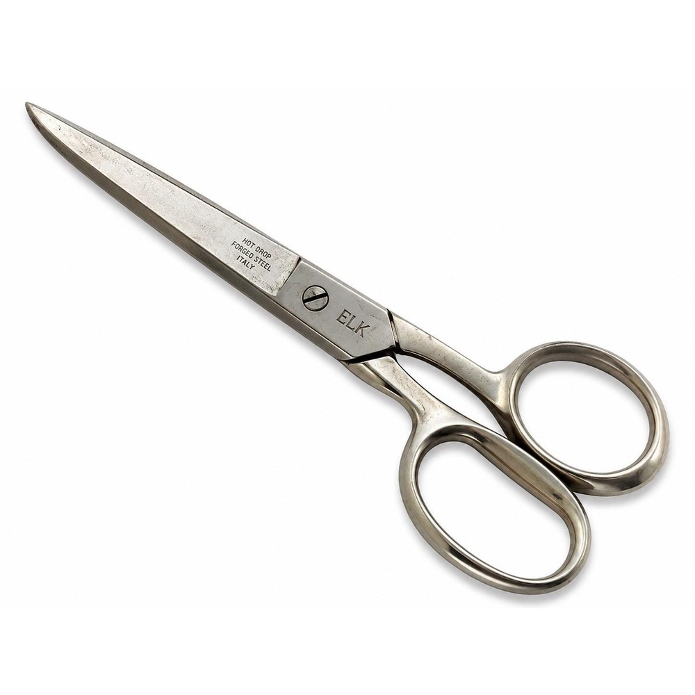 Vintage ELK 8" Dressmaker Shears Scissors Hot Drop Forged Steel Italy Sewing
